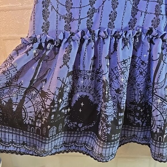 Axes Femme Purple Chiffon Disney Castle Victorian Dress Calab Japan Import Sz. M - Picture 5 of 10